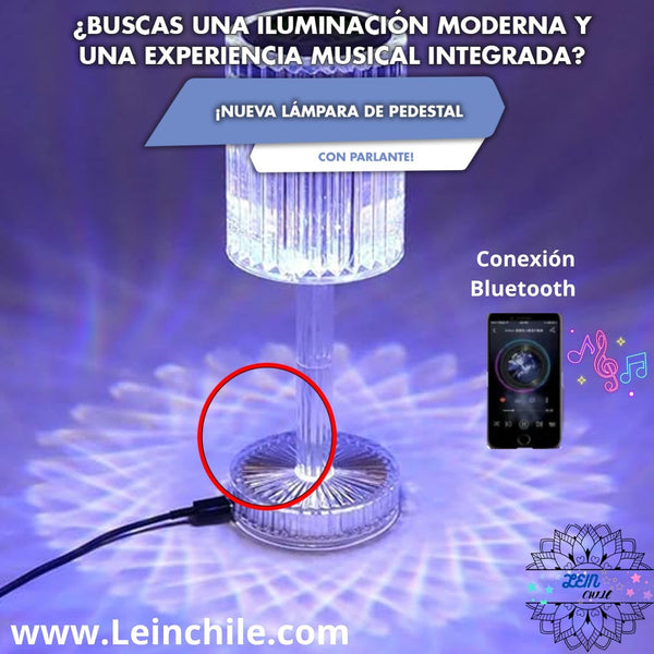 CRISTAL LIGHT SPEAKER™ : Lámpara de Pedestal Touch  con Parlante y Control Remoto.