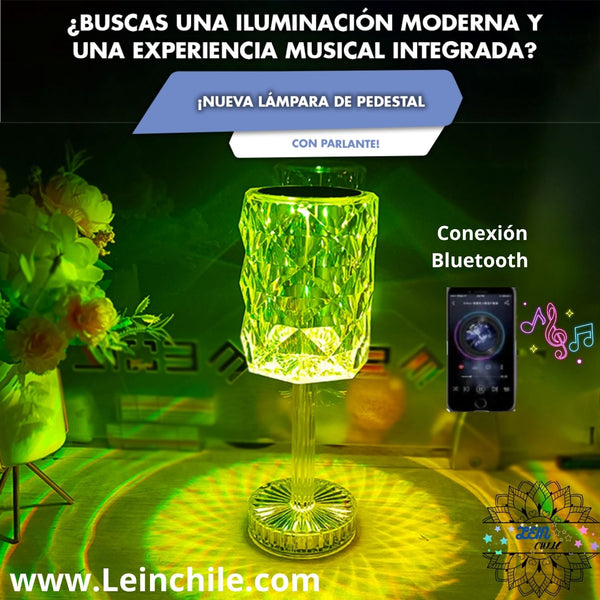 CRISTAL LIGHT SPEAKER™ : Lámpara de Pedestal Touch  con Parlante y Control Remoto.