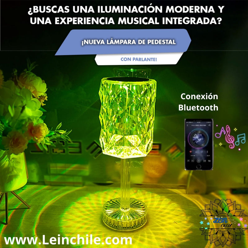 CRISTAL LIGHT SPEAKER™ : Lámpara de Pedestal Touch  con Parlante y Control Remoto.
