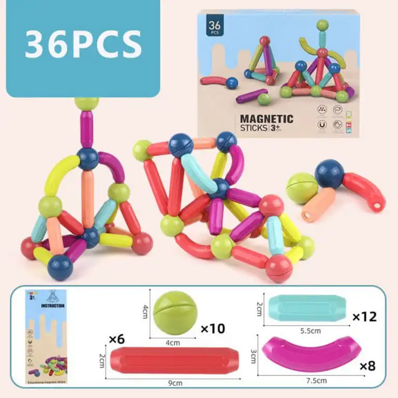 MAGNOBLOX™, Bloques Magnéticos Tridimensionales  Montessori(36 unidades)