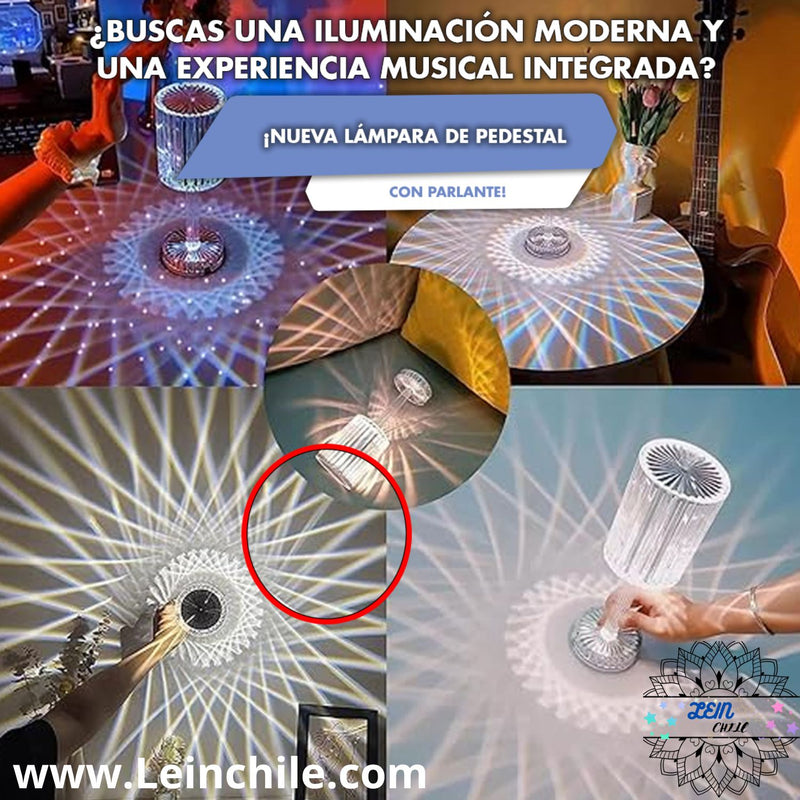 CRISTAL LIGHT SPEAKER™ : Lámpara de Pedestal Touch  con Parlante y Control Remoto.