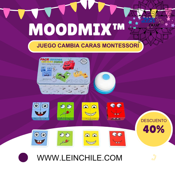 MoodMix™: Juego Cubos/ cambia caras con campana Montessori