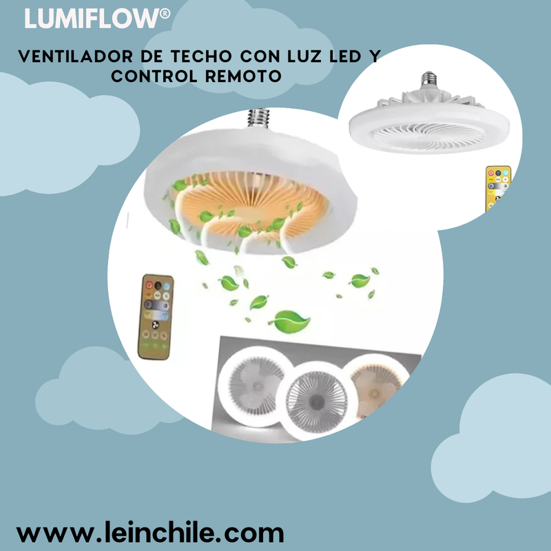 LUMIFLOW®, Ventilador de techo con luz led y control remoto